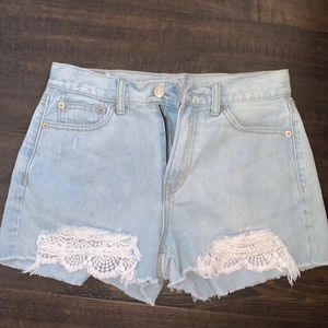 american eagle high waisted denim shorts